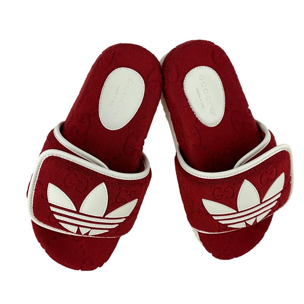 Gucci x Adidas Women's GG Platform Sandal Red Cotton Sponge Size 36